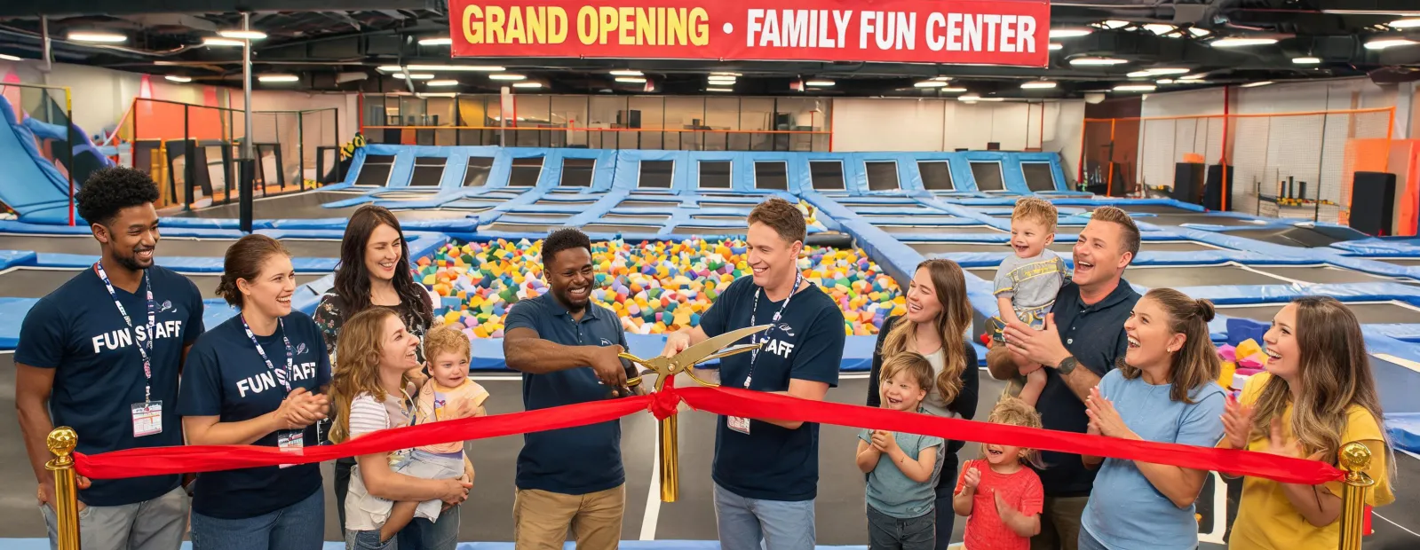 Sky Zone team at first family entertainment park