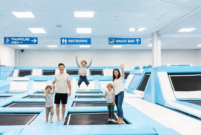 Refreshed trampoline park lighting